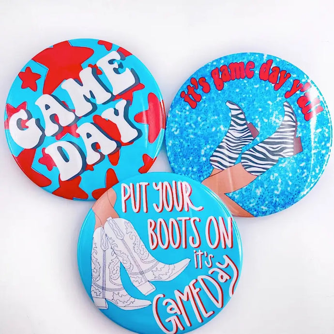 Blue & Red Game Day Stars Button