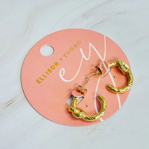 Classy Girl Textured & Knotted Gold Hoop Earrings