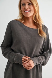 Living For Today Ribbed Waffle Pullover in Espresso