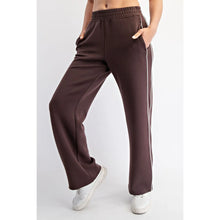 Load image into Gallery viewer, It's Love Modal Scuba Stripe Piping Pants in Espresso/Cream