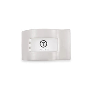 Teleties Small Flat Rectangle Clip in Coconut White