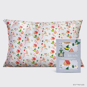 Elf x Kitsch Standard Satin Pillowcase Periwinkle Christmas