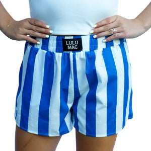Lulu Mac Black Darby Boxer Shorts in Royal Blue