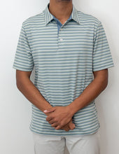 Load image into Gallery viewer, Southern Shirt Co. Men's Hillsboro Stripe Polo Foggy Bay