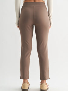 Never Again Ribbed Tapered Pants in Deep Taupe