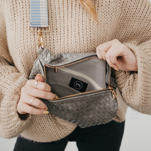 Pretty Simple Westlyn Woven Bum Bag in Checkered Tan