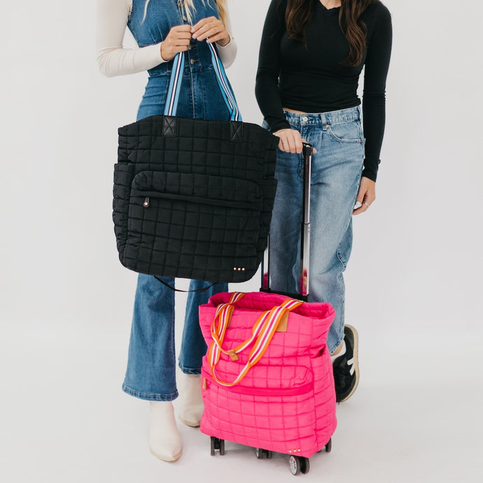 Pretty Simple Tenley Quilted Tote Roller Bag in Black