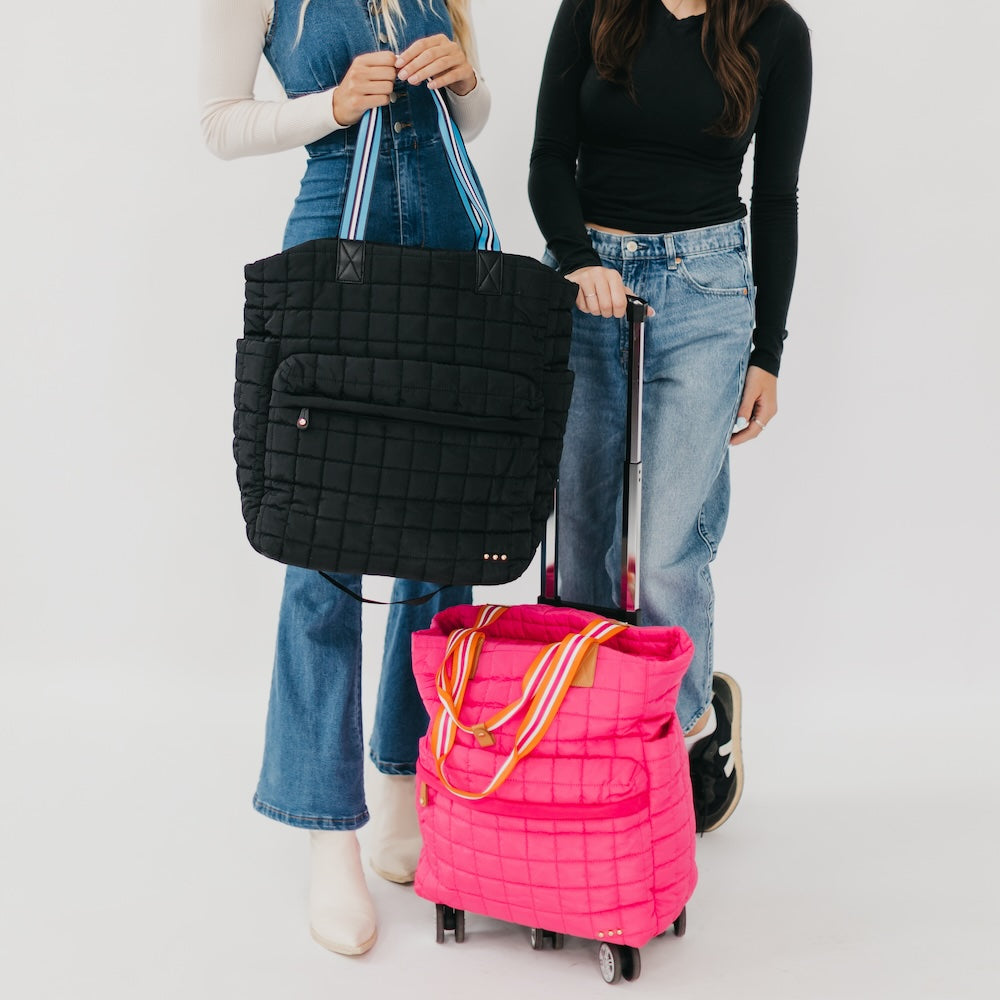 Pretty Simple Tenley Quilted Tote Roller Bag in Black