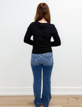 Load image into Gallery viewer, Come On LS Pointelle Knit Top in Black