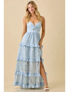 Only Missing You Lace Maxi Dress With Ruffles