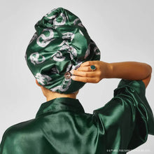 Load image into Gallery viewer, Harry Potter x Kitsch Slytherin Satin-Wrapped Hair Towel