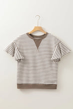 Load image into Gallery viewer, On My Way Striped Top With Ruffle Sleeves in Parchment