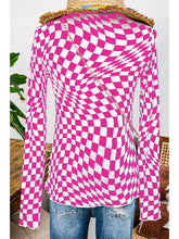 Load image into Gallery viewer, Shouting Out Checkered Mesh Top in Rose