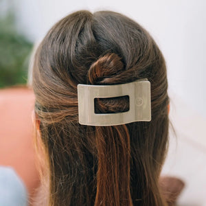 Teleties Small Flat Rectangle Clip in Sage It Ain't So