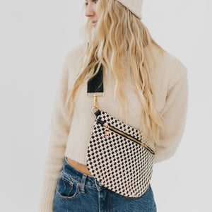 Pretty Simple Westlyn Woven Bum Bag in Checkered Black