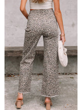 Load image into Gallery viewer, Without You Leopard Frayed Edge Wide Leg High Waist Jeans