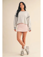 Load image into Gallery viewer, Seems Like Yesterday Striped Cutout Back Sweatshirt in White/Grey