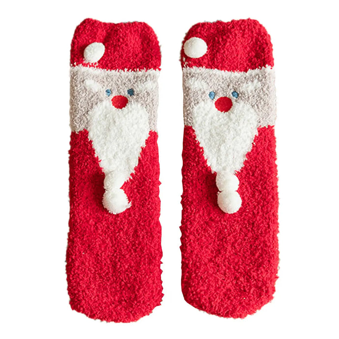 Santa Claus is Coming Triangle Box Gift Fuzzy Socks