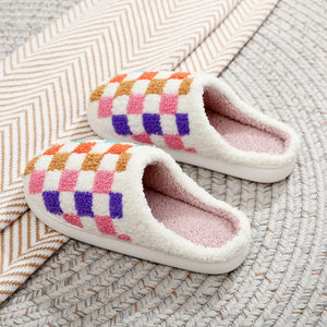 We Belong Together Colorful Plaid Slippers