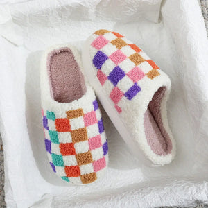 We Belong Together Colorful Plaid Slippers