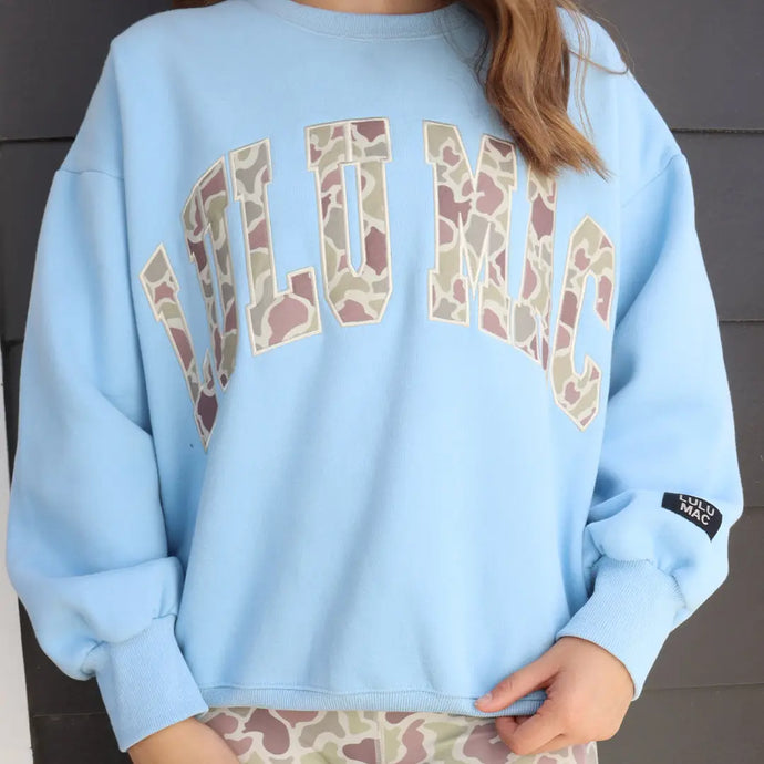 Lulu Mac Logo Sweatshirt in Light Blue/Camo