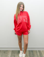 Load image into Gallery viewer, Lulu Mac Stitch Mockneck Terry Cloth Sweatshirt in Red