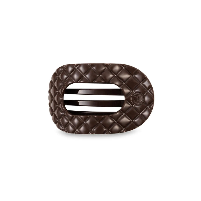 Teleties Small Flat Round Clip Truly Taupe Quilted