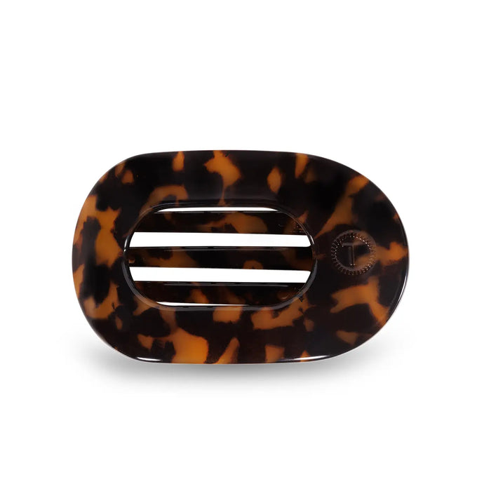 Teleties Small Flat Round Clip Tortoise
