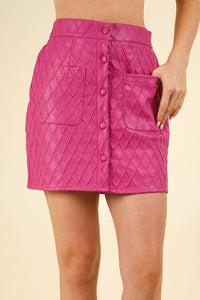 Sugarplum Dancing Textured Leather Mini Skirt in Pink