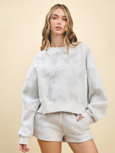 Time To Go Grey Camo Dropped Shoulder Sweatshirt