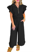 Load image into Gallery viewer, Broken Down Ruffle Top and Pants Set in Black