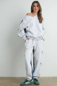 Don't Let Me Down Round Neck Sweatshirt With Star Detail
