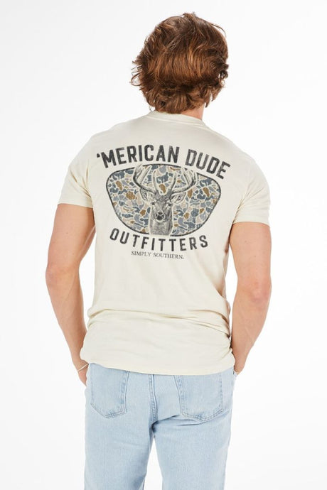 Simply Southern Men's 'Merican Dude with Camo Deer SS Tee