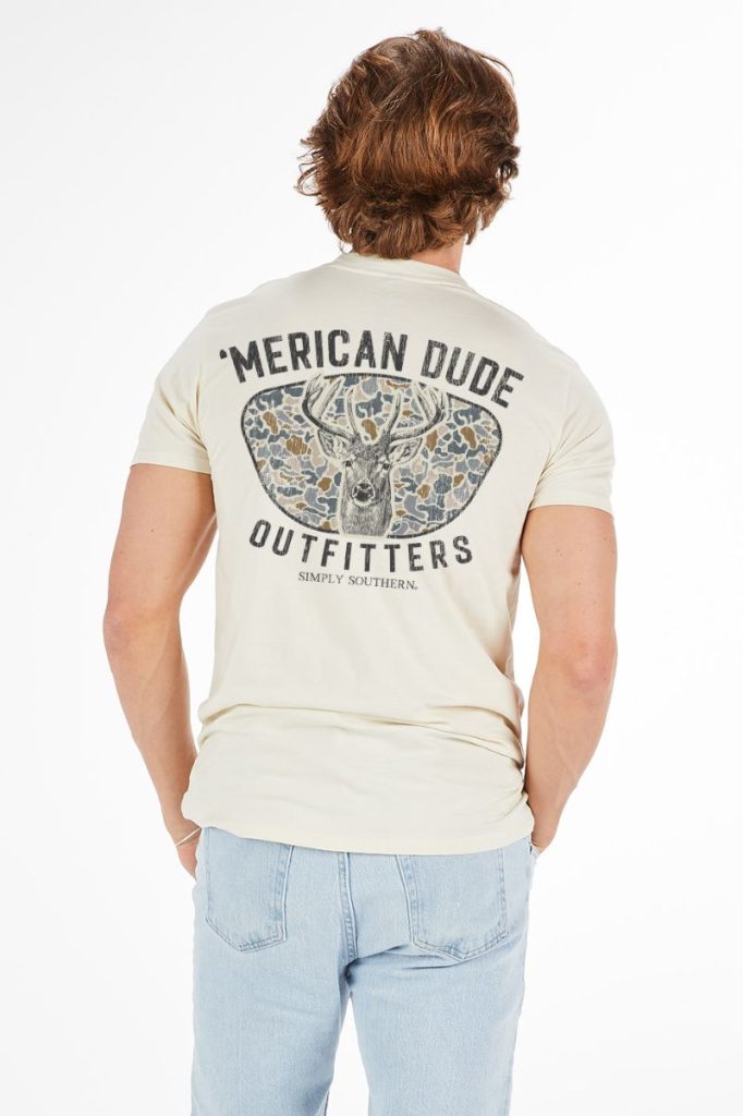 Simply Southern Men's 'Merican Dude with Camo Deer SS Tee