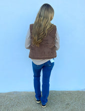 Load image into Gallery viewer, Our Best Bet Padded Corduroy Puffer Vest in Chocolate