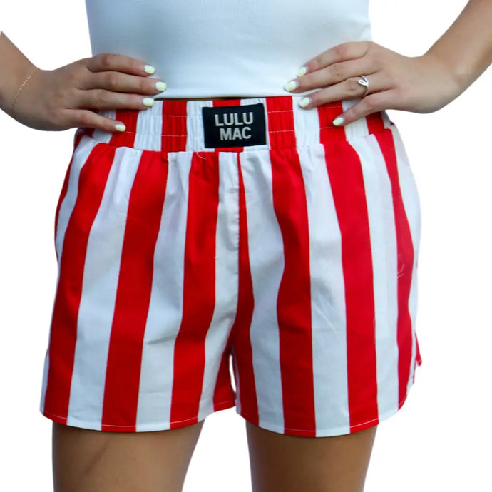 Lulu Mac Black Darby Boxer Shorts in Red