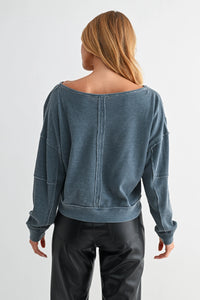 In The World Waffle Knit Boatneck Pullover