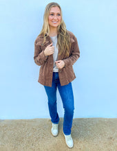 Load image into Gallery viewer, Love Me When I&#39;m Gone Corduroy Sherpa Jacket in Cocoa