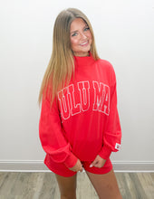 Load image into Gallery viewer, Lulu Mac Stitch Mockneck Terry Cloth Sweatshirt in Red