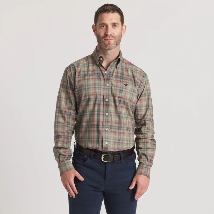 Southern Marsh Barnstable Lines Performance Dress Shirt in Sage & Navy