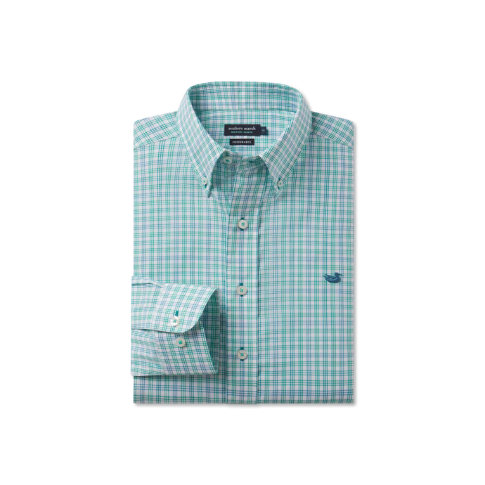 Southern Marsh Odessa Performance Dress Shirt Green & Teal