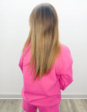 Load image into Gallery viewer, Lulu Mac Stitch Mockneck Terry Cloth Sweatshirt in Hot Pink