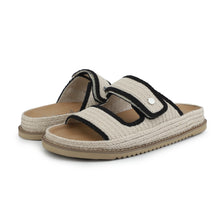 Load image into Gallery viewer, Vintage Havana Corine Beige Ribbed Black Buckle Sandal