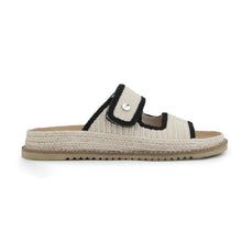 Load image into Gallery viewer, Vintage Havana Corine Beige Ribbed Black Buckle Sandal