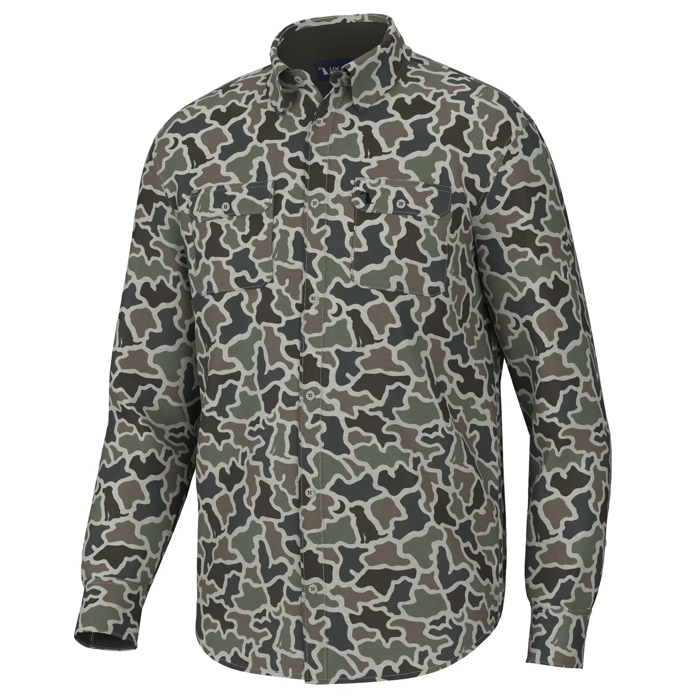 Local Boy Camo Button-Up in Dog & Moon Camo