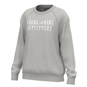 Local Girl Moon Cotton Crewneck in Light Sand