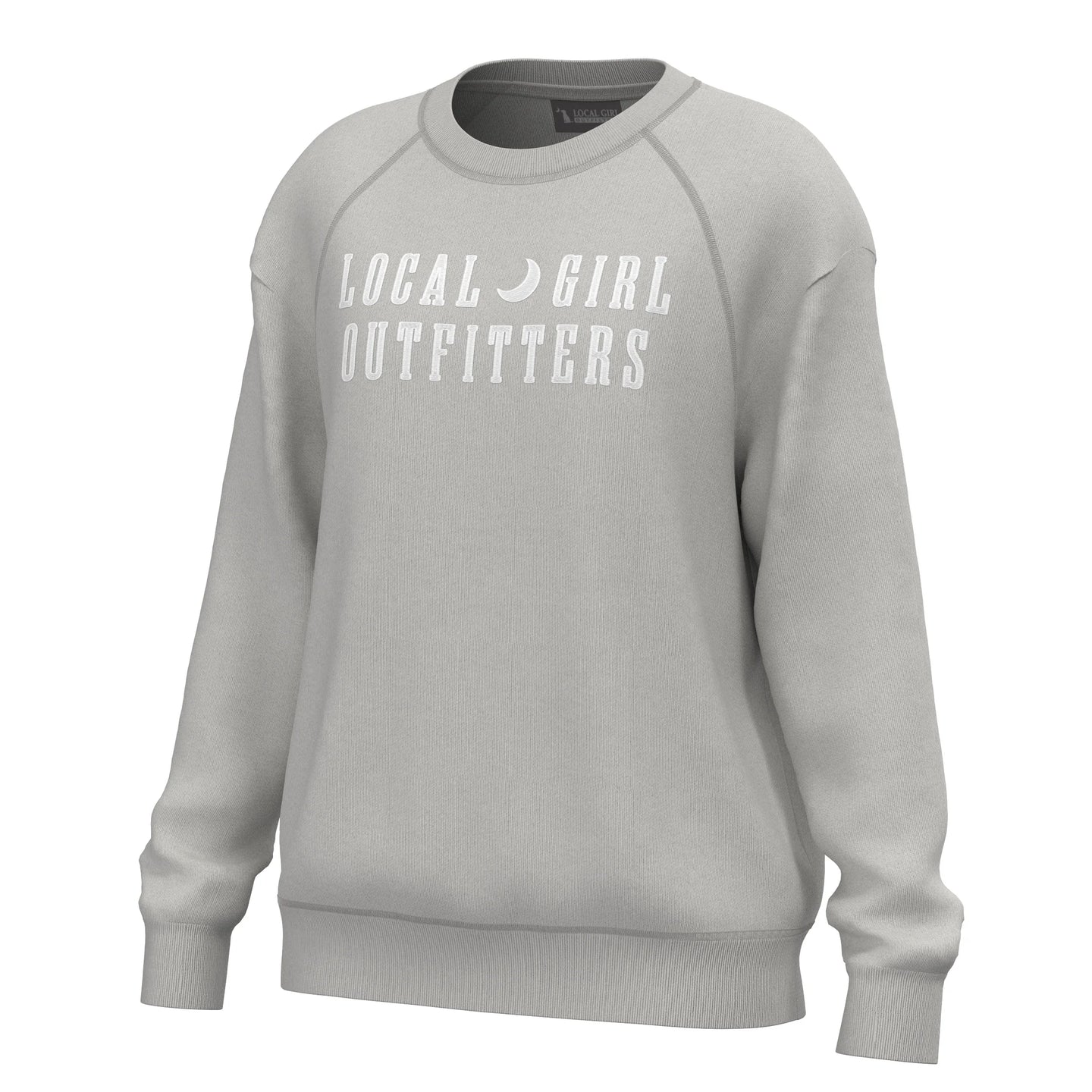 Local Girl Moon Cotton Crewneck in Light Sand