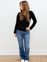 Load image into Gallery viewer, Come On LS Pointelle Knit Top in Black