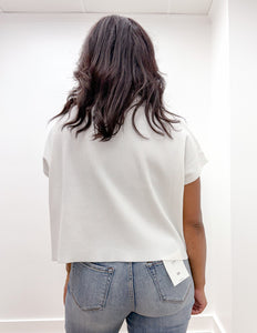 The Way I Feel Mock Neck SS Boxy Sweater Top in Ivory