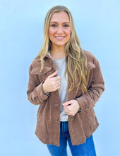 Load image into Gallery viewer, Love Me When I&#39;m Gone Corduroy Sherpa Jacket in Cocoa